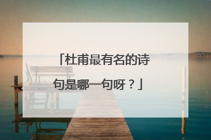 杜甫最有名的诗句是哪一句呀?