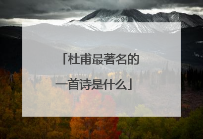 杜甫最著名的一首诗是什么