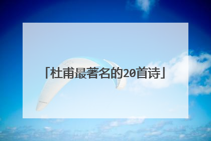 杜甫最著名的20首诗