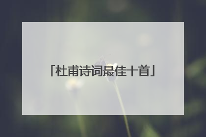 杜甫诗词最佳十首