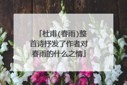 杜甫(春雨)整首诗抒发了作者对春雨的什么之情