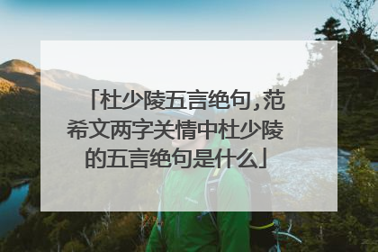杜少陵五言绝句,范希文两字关情中杜少陵的五言绝句是什么