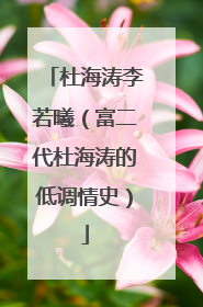 杜海涛李若曦（富二代杜海涛的低调情史）