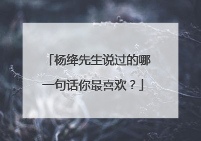 杨绛先生说过的哪一句话你最喜欢？