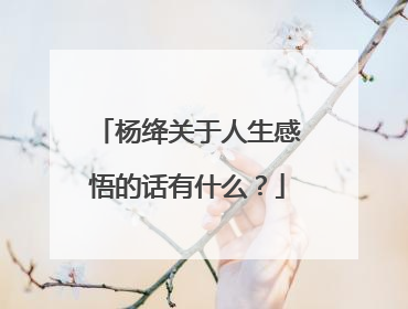 杨绛关于人生感悟的话有什么?