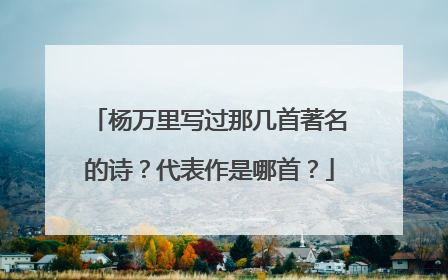 杨万里写过那几首著名的诗？代表作是哪首？