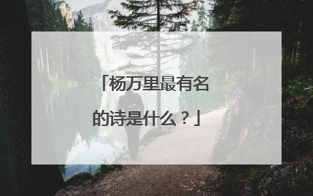 杨万里最有名的诗是什么?