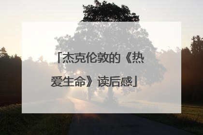 杰克伦敦的《热爱生命》读后感