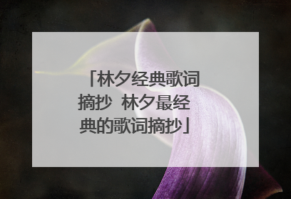 林夕经典歌词摘抄 林夕最经典的歌词摘抄