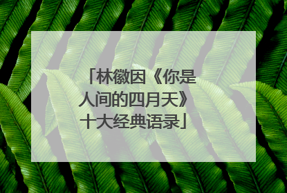 林徽因《你是人间的四月天》十大经典语录
