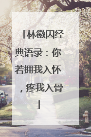 林徽因经典语录:你若拥我入怀,疼我入骨