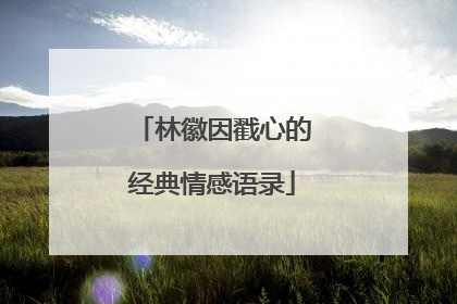 林徽因戳心的经典情感语录