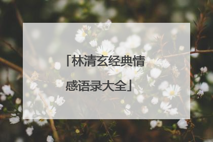 林清玄经典情感语录大全