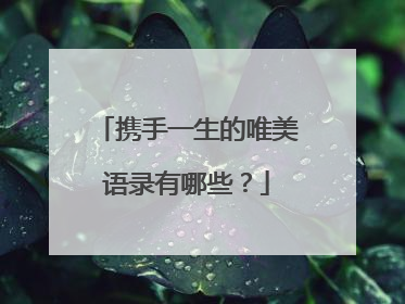 携手一生的唯美语录有哪些?