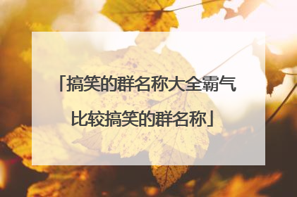 搞笑的群名称大全霸气 比较搞笑的群名称