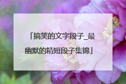 搞笑的文字段子_最幽默的精短段子集锦