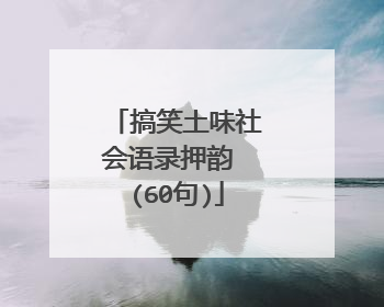 搞笑土味社会语录押韵 (60句)