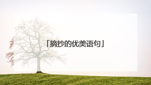 摘抄的优美语句