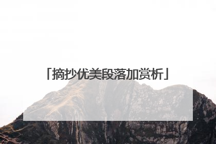 摘抄优美段落加赏析