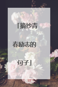 摘抄青春励志的句子