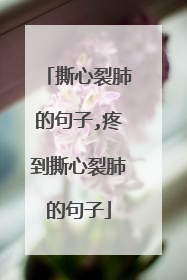 撕心裂肺的句子,疼到撕心裂肺的句子