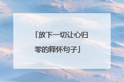 放下一切让心归零的释怀句子