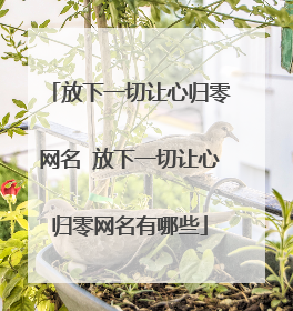 放下一切让心归零网名 放下一切让心归零网名有哪些