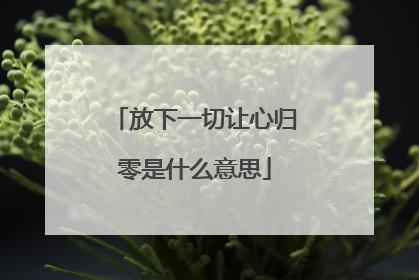 放下一切让心归零是什么意思