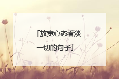 放宽心态看淡一切的句子