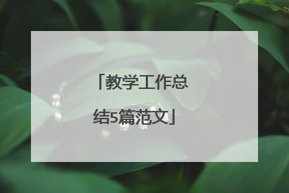 教学工作总结5篇范文