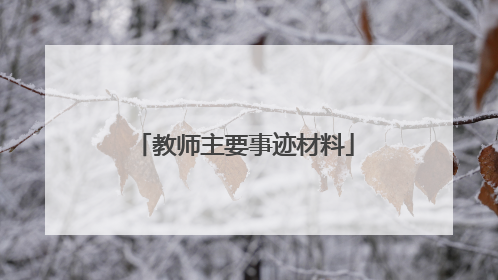 教师主要事迹材料