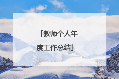 教师个人年度工作总结