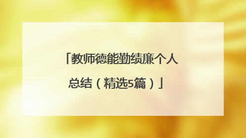 教师德能勤绩廉个人总结(精选5篇)