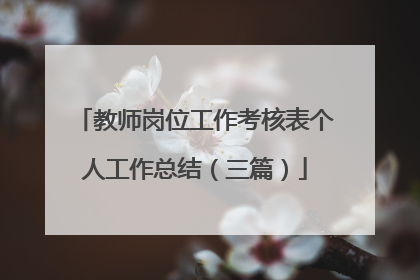 教师岗位工作考核表个人工作总结（三篇）