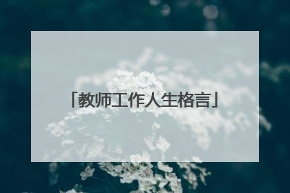 教师工作人生格言