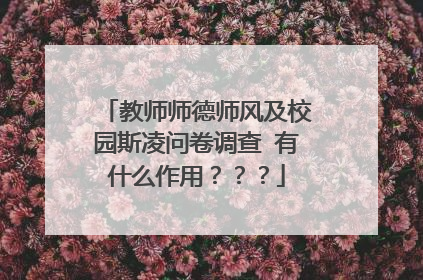 教师师德师风及校园斯凌问卷调查 有什么作用???