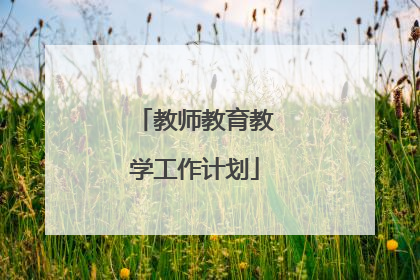 教师教育教学工作计划
