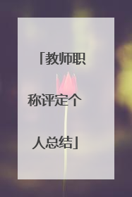 教师职称评定个人总结