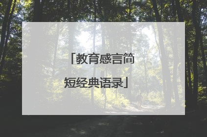 教育感言简短经典语录