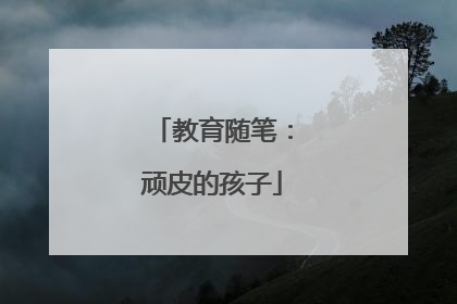 教育随笔:顽皮的孩子