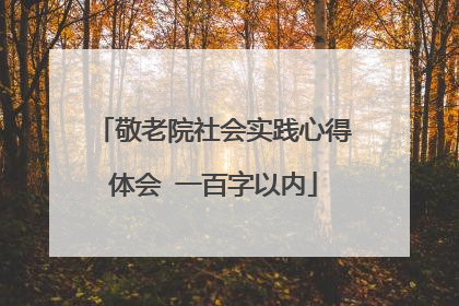 敬老院社会实践心得体会 一百字以内