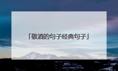 敬酒的句子经典句子