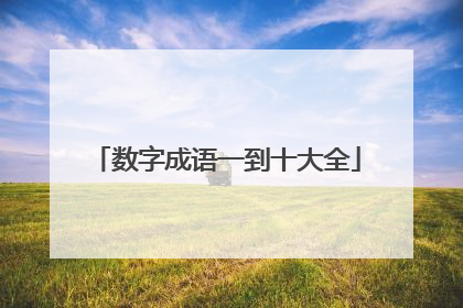 数字成语一到十大全