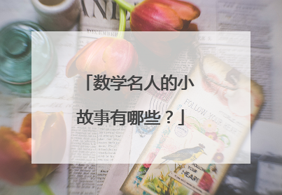 数学名人的小故事有哪些？