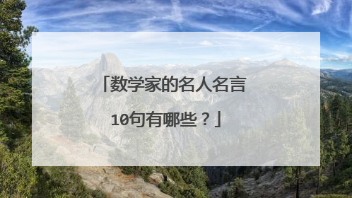 数学家的名人名言10句有哪些?