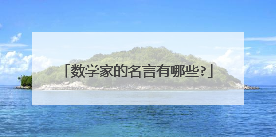 数学家的名言有哪些?