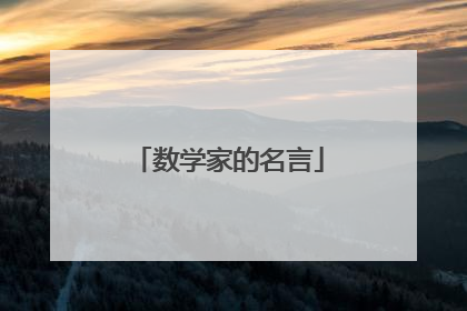 数学家的名言