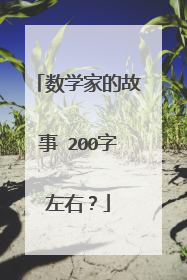 数学家的故事 200字左右？