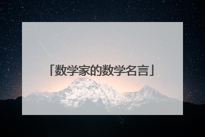 数学家的数学名言