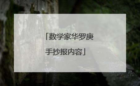 数学家华罗庚手抄报内容